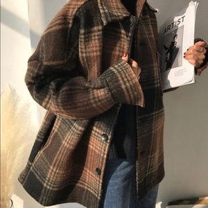 Brown plaid coat
